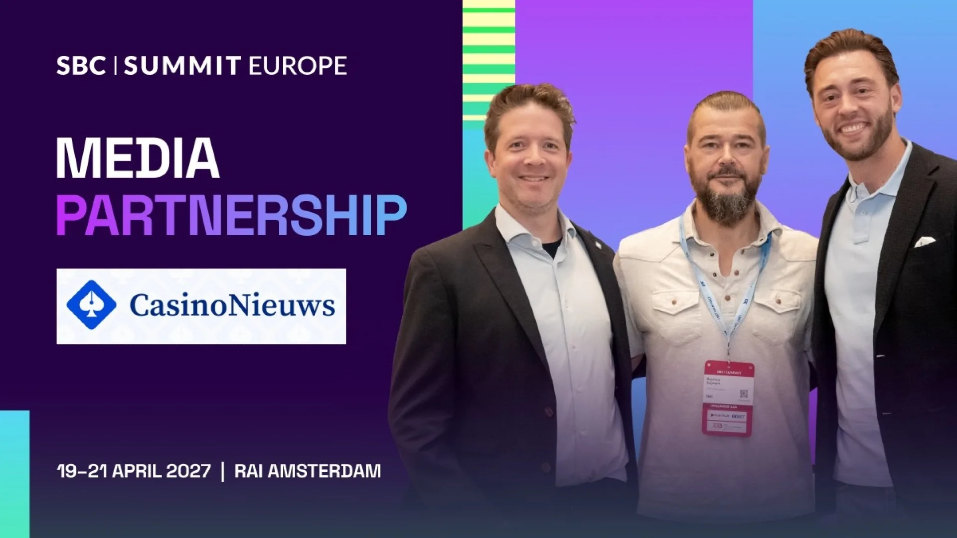 Sbc Summit Europe, partnership con CasinoNieuws per rafforzare il coinvolgimento del settore del gioco olandese
