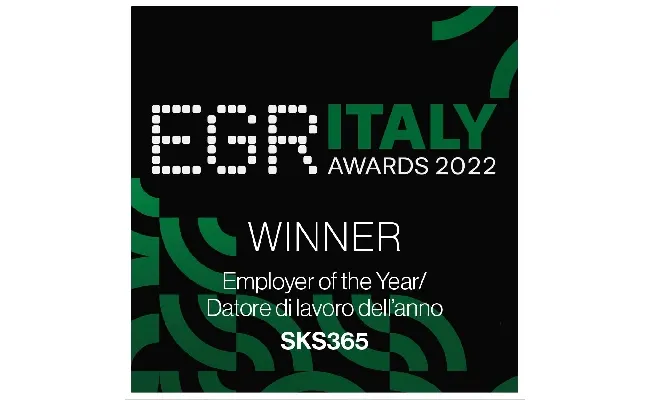 EGR Italy Awards 2022, SKS365 si aggiudica il premio come "Employer of the year"