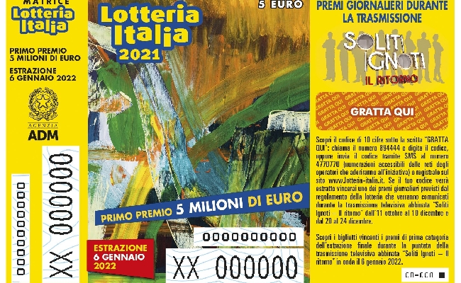 Lotteria Italia 2021 boom: +43 con 5 7 milioni di biglietti acquistati contro i 3 9 del 2020