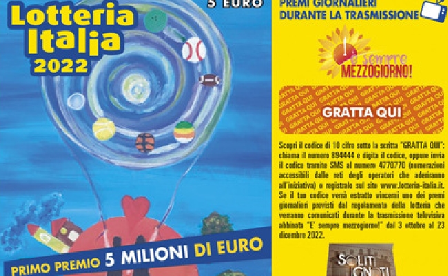 Lotteria Italia 2022 la tradizione tiene malgrado crisi e caro bollette: venduti 6 milioni di biglietti meno 5 rispetto al 2021 