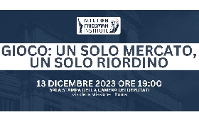 Gioco: un solo mercato un solo riordino: mercoledì 13 alla Camera la conferenza stampa delle associazioni e dell'Istituto Milton Friedman