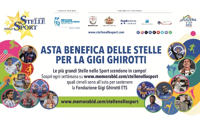 L’Asta benefica di Stelle nello Sport compie vent’anni. Retegui Yildiz e i campioni di Parigi 2024 in campo per la Fondazione Gigi Ghirotti 