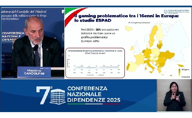 Conferenza Nazionale Dipendenze 2025 Gandolfini: “Il 45 dei sedicenni italiani ha giocato d'azzardo nel 2024 legame preoccupante fra videogiochi e gioco patologico”