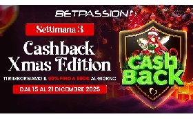 Betpassion entra nella terza settimana del Calendario dell’Avvento: arriva il Cashback Xmas Edition