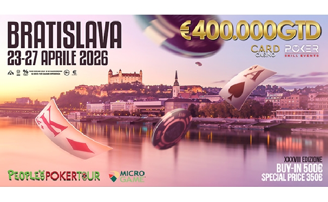 People’s Poker Tour: al via le qualificazioni per la prima tappa 2026 e l’esordio del circuito Microgame al Card Casino Bratislava con montepremi da 400mila euro