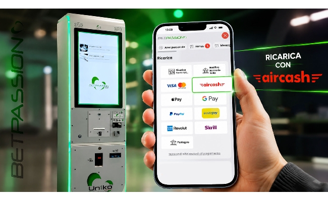 Betpassion porta il wallet Aircash sui distributori automatici: un servizio in più per la rete e per il cliente