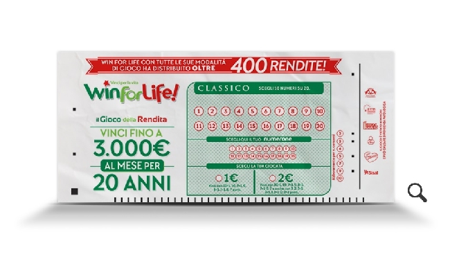Win For Life classico centrato online 10 10.500 euro